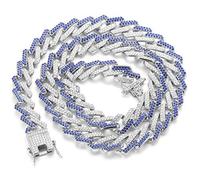 HALUKAKAH Catena in Oro Iced out,13MM Catena Cubana da Uomo Miami Platino Placcato in Oro Bianco Collana Girocollo 40cm,Cz Completa Diamante Set a Mano,Regalo per Lui