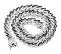 HALUKAKAH Catena in Oro Iced out,13MM Catena Cubana da Uomo Miami Platino Placcato in Oro Bianco Collana Girocollo 45cm,Cz Completa Diamante Set a Mano,Regalo per Lui