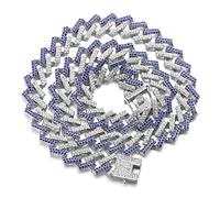 HALUKAKAH Catena in Oro Iced out,15MM Catena Cubana da Uomo Miami Platino Placcato in Oro Bianco Collana Girocollo 75cm,Cz Completa Diamante Set a Mano,Regalo per Lui