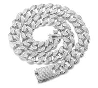 HALUKAKAH Catena in Oro Iced out,20MM Catena Cubana da Uomo Miami Platino Placcato in Oro Bianco Collana Girocollo 55cm,Cz Completa Diamante Set a Mano,Regalo per Lui