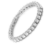 HALUKAKAH Catena in Oro Iced out,5.5MM Catena da Tennis da Uomo Platino Placcato in Oro Bianco Braccialetto 20cm,Diamanti da Laboratorio Set a Mano,Regalo per Lui