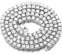 HALUKAKAH Catena in Oro Iced out,5.5MM Catena da Tennis da Uomo Platino Placcato in Oro Bianco Collana Girocollo 60cm,Diamanti da Laboratorio Set a Mano,Regalo per Lui