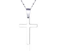 Halukakah Collana con Croce in Argento Sterling 925 per Ragazzi -Piccolo Ciondolo a Croce Placcato Platino con Catena in Argento Sterling 925 -Completo di Scheda con Messaggio Biblico e Scatola Regalo