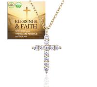 Halukakah Collana con Pendente a Croce in Diamanti Placcato in Oro 18K per Bambini|Eco-compatibile Fatto a Mano|Regolabile|Disegnato in Italia|Con Biglietto|Per Compleanni,Lauree,Celebrazioni Speciali