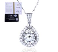 HALUKAKAH Collana da Donna con Pendente in Moissanite D5,0 ct, Argento 925 Placcato Platino con Certificato, Diamanti da Laboratorio Taglio Pera Halo, Ideale per Fidanzamenti, Matrimoni e Compleanni