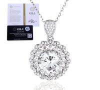 Halukakah Collana da Donna con Pendente in Moissanite D5,0ct,Argento 925 Placcato Platino con Certificato,Diamanti da Laboratorio Taglio Rotondo Halo,Regalo per Fidanzamenti,Matrimoni,Moglie,Fidanzata