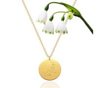 HALUKAKAH Collana Fiore di Nascita: Pendente Floreale Placcato in Oro 18k con Disco di Maggio Mughetto - Collana Graziosa Fatta a Mano, Regalo di Gioielli Personalizzato per Compleanni