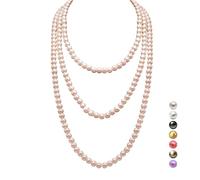 HALUKAKAH Collana Lunga Perle Anni '20 per Donne - Esquisite Perle Coltivate Naturali - Lussuoso Filo da 8mm con Eleganza Senza Tempo - Champagne Oro Lunghezza 180cm - Perfetto per Occasioni Speciali