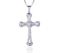 Halukakah Collana Pendente Croce per Uomini in Moissanite,1,0 ct Diamanti Coltivati in Laboratorio,Placcato in Oro Bianco Platino Argento Sterling 925,Catena a Scatola 45cm,Gioielli Religiosi di Lusso