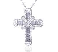 HALUKAKAH Collana Pendente Croce per Uomini in Moissanite,2,0 ct Diamanti Coltivati in Laboratorio,Placcato in Oro Bianco Platino Argento Sterling 925,Catena a Scatola 45cm,Regalo per Marito,Padre