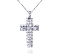 Halukakah Collana Pendente Croce per Uomini in Moissanite,2,0 ct Diamanti Coltivati in Laboratorio,Placcato in Oro Bianco Platino Argento Sterling 925,Catena a Scatola 45cm,Gioielli Religiosi di Lusso