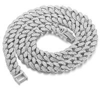 HALUKAKAH Diamante Catena Cubana d'oro per Uomo,13MM Iced out Oro Bianco Platino Girocollo Collana 45cm,Pieno Cz Diamante Punte Set,con Confezione Regalo Gratuita