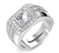 HALUKAKAH Gold Diamond Ring Iced out,Men's White Gold Finish Ring Size Adjustable with Free Giftbox