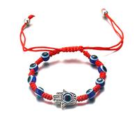 HALUKAKAH Malocchio Bracciale per Donna Uomo Treccia Fatta a Mano Rossa Blu Nera Stringa Taglia Regolabile Protezione Mal de Ojo Gioielli con Pacco Regalo Gratuita