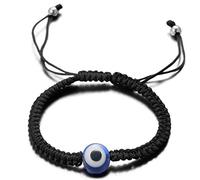 HALUKAKAH Malocchio Bracciale per Donna Uomo Treccia Fatta a Mano Stringa Nera Occhio Blu Braccialetto a Treccia Fatto a Mano Taglia Regolabile Protezione Mal de Ojo Gioielli con Confezione Regalo