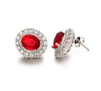 Halukakah Orecchini Donna con Rubino Tanzanite D6,0 ct in Argento 925 Placcato Platino,Halo Ovale con Griffe,Pietra Centrale da 6 Carati + Moissaniti Laterali,per Matrimoni,Fidanzamenti e Compleanni