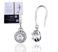 Halukakah Orecchini Donna in Moissanite D0,5ct in Argento 925 Placcato Platino con Certificato,Orecchini Pendenti con Halo Tondo con Diamanti a Griffe,0,5 Carati Pietra Centrale + Ca. 0,244ct Laterali