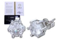 Halukakah Orecchini Donna in Moissanite D1,0 ct in Argento 925 Placcato Platino con Certificato,Punto Luce Tondo con Diamanti a 6 griffe,Pietra Centrale da 1 ct,per Matrimoni,Fidanzamenti e Compleanni