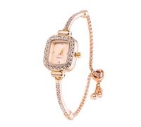 HALUKAKAH Orologio Bambini Brillante con Diamanti - Placcato Oro Rosa - Quadrante Rettangolare Rosa - Quarzo, Cinturino Regolabile in Acciaio Inox - Per Ragazzi e Ragazze