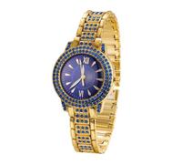 HALUKAKAH Orologio con Diamanti Blu per Ragazzi,Bambini - Placcato in Oro 18 Carati,Quadrante Rotondo Blu da 32mm,Quarzo Giapponese - Lunghezza 19.5cm - per Compleanni,Feste