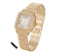 Halukakah Orologio con Diamanti in Oro per Ragazzi,Adolescenti,Bambini - Placcato in Oro 18 Carati,Quadrante Quadrato 31mm,Quarzo Giapponese - Lunghezza 20.5cm,con Strumento Regolatore -per Compleanni