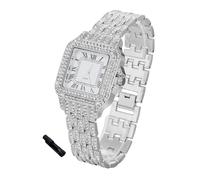 Halukakah Orologio con Diamanti in Oro per Ragazzi,Adolescenti,Bambini - Placcato in Platino,Quadrante Quadrato 31mm,Quarzo Giapponese - Lunghezza 20.5cm,con Strumento Regolatore -per Compleanni,Feste