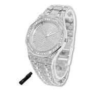 HALUKAKAH Orologio con Diamanti in Oro per Ragazzi,Adolescenti,Bambini - Placcato in Platino,Quadrante Ottagono 41mm,Quarzo Giapponese - Lunghezza 19cm,con Strumento Regolatore - per Compleanni,Feste