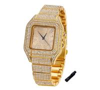 Halukakah Orologio con Diamanti in Oro per Ragazzi,Bambini - Placcato in Oro 18 Carati,Quadrante Quadrato con Numeri Arabi,Quarzo Giapponese - Lunghezza 18.5cm,con Strumento Regolatore -per Compleanni