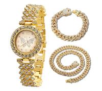 HALUKAKAH Orologio con Diamanti per Ragazze,Bambine - Placcato in Oro 18 Carati,Quadrante 29mm con Motivo Farfalla,Quarzo Giapponese - Lunghezza 19,5cm - Viene Fornito con Catene Cubana 18+40cm