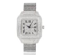 HALUKAKAH Orologio da Uomo - Diamante Moissanite Iced Out - Lusso Placcato Oro Bianco Platino, Quadrante Quadrato 40MM con Numeri Romani, Cinturino 20,5cm - Viene Fornito con Scatola Regalo