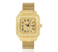 HALUKAKAH Orologio da Uomo - Diamante Moissanite Iced Out - Lusso Placcato Oro Vero 18K, Quadrante Quadrato 40MM con Numeri Romani, Cinturino 20,5cm - Viene Fornito con Scatola Regalo