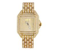 HALUKAKAH Orologio da Uomo - Diamante Moissanite Iced Out - Lusso Placcato Oro Vero 18K,Quarzo Giapponese,Quadrante Quadrato 38MM con Calendario,Cinturino 21,5cm - Viene Fornito con Scatola Regalo