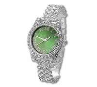 HALUKAKAH Orologio Diamanti Iced Out per Ragazzi Adolescenti - Placcato Platino, Quadrante Verde 36mm, Lunghezza 20cm, con Strumento di Regolazione - Scatola Regalo Dorata