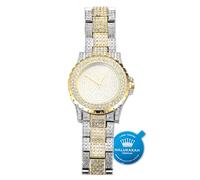 HALUKAKAH Orologio d'oro con Diamantes Iced out,Uomo Placcato Oro Bianco Platino Misto Oro Reale 18k Cinturino al Quarzo 8.7",Cz Completa Lab Diamantes Prong Set,Gratuito Pacco Regalo