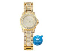HALUKAKAH Orologio d'oro con Diamantes Iced out,Uomo Placcato Oro Reale 18k Cinturino al Quarzo 8.7",Cz Completa Lab Diamantes Prong Set,Gratuito Pacco Regalo