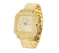 HALUKAKAH Orologio Moissanite per Ragazzi - Placcato Oro Vero 18K,Quadrante Quadrato con Numeri Romani,Quarzo Giapponese - Lunghezza 20,5cm - Viene Fornito con Scatola Regalo - per Compleanni,Feste