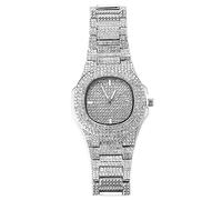 HALUKAKAH Orologio Oro con Diamanti,Uomo Placcato Platino Oro Bianco Quarzo Cinturino 24cm Quadrante Ovale,Viene Fornito con Pacco Regalo