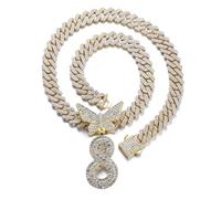 HALUKAKAH Placcato Oro Reale 18 Carati Collana con Ciondolo per Bambini - Oltre 1000 Diamanti - Catena a Maglie Cubane - Ciondolo con Lettera S Iniziale Farfalla 3D - Idea Regalo per I Propri Cari