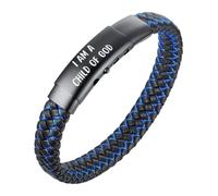 HALUKAKAH Regalo per Bambini Compleanno Natale: Bracciale in Pelle JAZZ Titanio Misura 18-20cm Regolabile. I AM A CHiLD OF GOD Inciso, con Un Bellissimo Biglietto di Auguri e Confezione Regalo