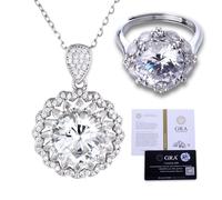 HALUKAKAH Set Collana e Anello da Donna in Moissanite D5,0 ct, Argento 925 Placcato Platino con Certificato, per Fidanzamenti, Matrimoni, Misura Regolabile, Regalo a Moglie, Fidanzata, Mamma, Figlia