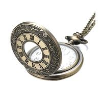 HALUKAKAH Uomini Orologio da Tasca con Catena Quarzo Bronzo Vintage Motivo D'onda Ukiyoe Scala Numeri Romani, con 2 catene Set Catena Tascabile+Collana, Confezione Regalo GRATUITA