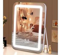 halumao Specchio cosmetico con luci, specchio per il trucco luminoso, specchio per trucco a LED con luci per camera da letto, tavolo da letto, controllo Smart Touch, 3 colori dimmerabili, rotazione a