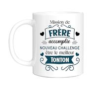 HALUMI Tazza Umorismo Messaggio Per Futuro Tonton Tazza Originale Nuova Sfida Essere Il Miglior Tonton Idea Regalo Annuncio Gravidanza Incinta Natale Compleanno Ceramica Bicolore 330ml FBM