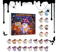 Halween Count Down Down Calendar - 24 giorni Countdown Ghost Candant Set, Acrilic 2D Ornament Decor | Display Festival House House Gathering Activity Wall