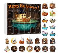 Halween Ghost Avvent Calendar 2025, Calendario del conto alla rovescia del libro di lettura Ghost di 24 giorni, 2d Acrilico Halloween Decorazioni sospese per Tree