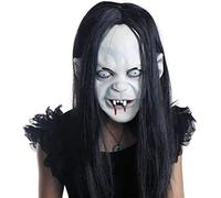 Halween Horror Grimace Ghost Mask Long Wig, Capelli rancore Sadako Ghost Wig, Scea emulsione di zombi spaventosa con i capelli - Nero