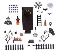 Halween Miniatures Figurine di Halloween con albero in miniatura Spiderweb Fence Bat Skull per oggetti di scena delle bambole scena fata decorazioni per decorazioni per la festa del giardino fata