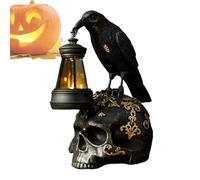 Halween Raven Decor - Statua DelCorvo DelCranio In Resina, Scultura Di Uccelli Gotici | Figurina Da Collezione Inquietante Per Portico, Patio, Cortile, Configurazione Della Casa Infestata, Proposito
