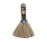 Halween Witches Broom - Crystal Crystal Witch Altar scopa per i rituali di pulizia, ornamento desktop decorativo con energia curativa, perfetta per la sala di meditazione, cucina, yoga, dormitorio, tè