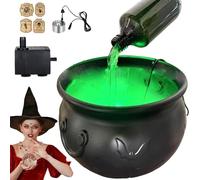 Halween Witches Cauldron, 10 Plastica Cauldron vaso con tintura magica in acqua verde e spruzzatore, ciotola di caramelle di Halloween per portico decorazioni interne all'aperto, ciotola